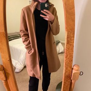 Tan Oversized Funnel Neck Coat